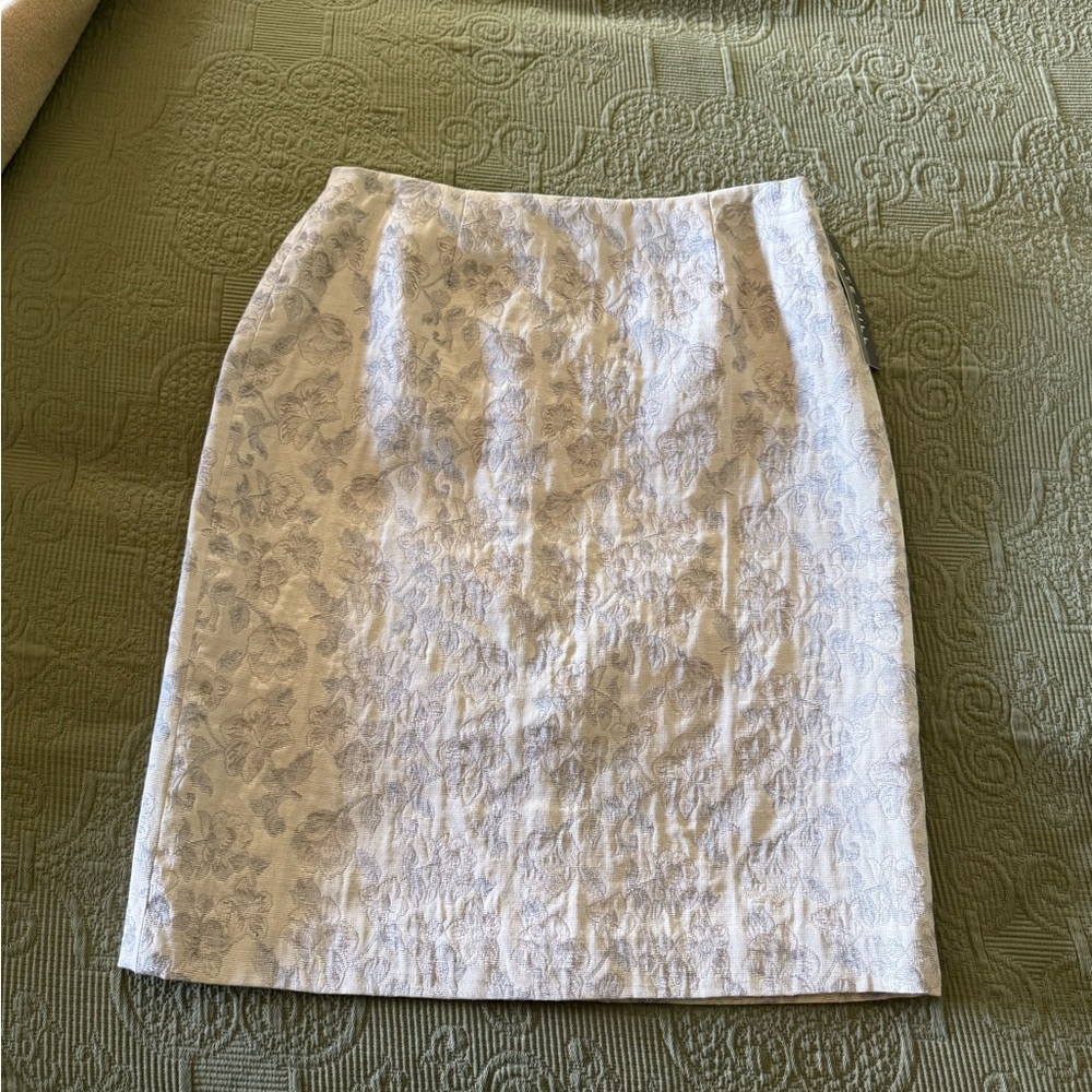 Kate Hill White Floral Pencil Skirt